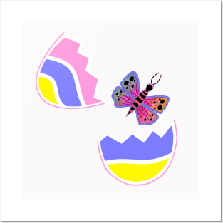 HAPPY Easter  Egg Butterfly - Easter Egg Art Posters and Art